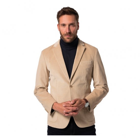 JP1880 Suit Jacket Corduroy Business Sand - Pakken - Grote Maten Kostuum Heren