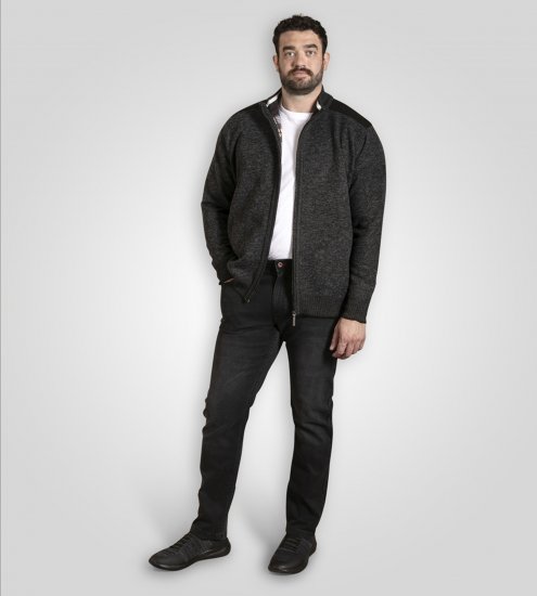 D555 Dereham 2 Knitted Sweater with Zipper Charcoal Marl - Sweaters & hoodies - Sweaters & Hoodies Grote Maten Heren