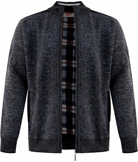 D555 Dereham 2 Knitted Sweater with Zipper Charcoal Marl - Sweaters & hoodies - Sweaters & Hoodies Grote Maten Heren