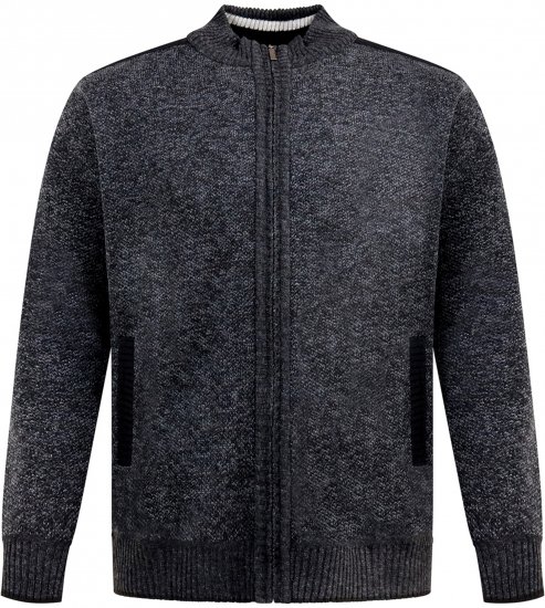 D555 Dereham 2 Knitted Sweater with Zipper Charcoal Marl - Sweaters & hoodies - Sweaters & Hoodies Grote Maten Heren