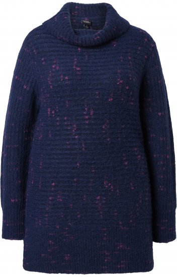 Ulla Popken Space Yarn Oversized Turtleneck Sweater Blue - Sweaters & hoodies - 