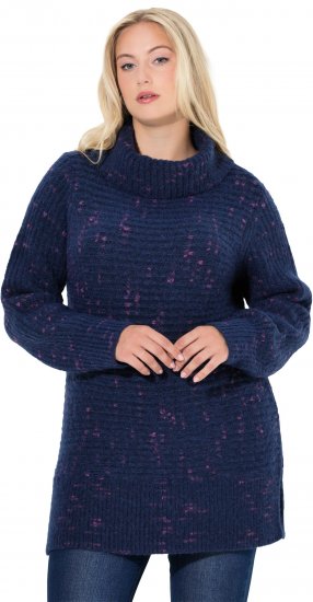 Ulla Popken Space Yarn Oversized Turtleneck Sweater Blue - Sweaters & hoodies - 