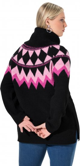 Ulla Popken Neon Alpine Pattern Long Sleeve Turtleneck Sweater Light Pink - Sweaters & hoodies - 