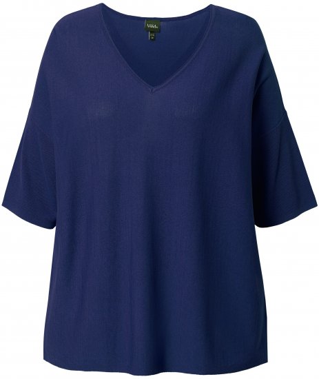 Ulla Popken Oversized 3/4 Sleeve V-Neck Sweater Navy - Sweaters & hoodies - 