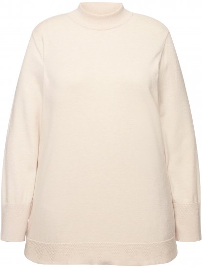 Ulla Popken Long Sleeves Mock Turtleneck Sweater Nature Melange - Sweaters & hoodies - 