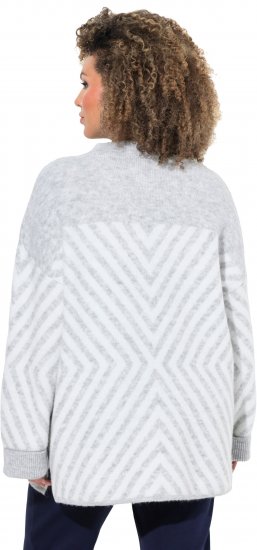 Ulla Popken Graphic Stripe Long Sleeve Turtleneck Sweater Silver Melange - Sweaters & hoodies - 