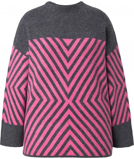 Ulla Popken Graphic Stripe Long Sleeve Turtleneck Sweater Flamingo - Sweaters & hoodies - 
