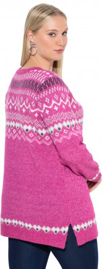 Ulla Popken Norwegian Style Pastel Tone Long Sleeve Sweater Summer Berry - Sweaters & hoodies - 