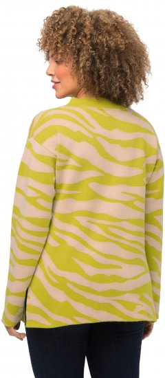 Ulla Popken Zebra Print Mock Turtleneck Long Sleeve Sweater Yellow Green - Sweaters & hoodies - 