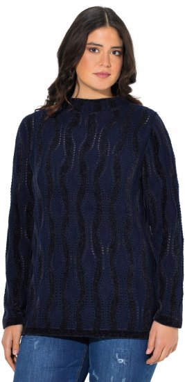 Ulla Popken Openwork Chenille Sweater Navy - Sweaters & hoodies - 