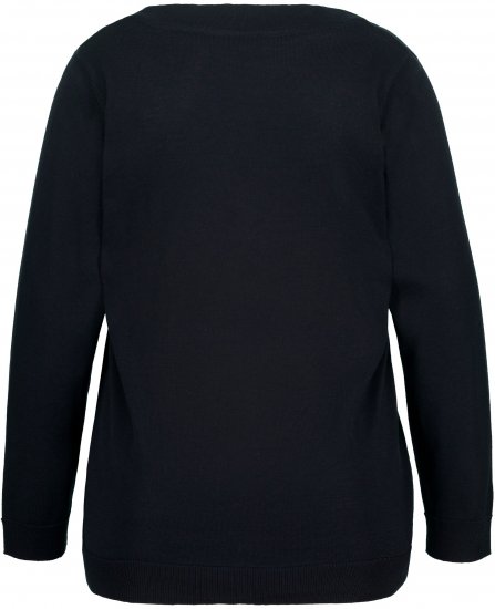 Ulla Popken Soft Fine Knit Pullover V-Neck Sweatshirt Marine - Sweaters & hoodies - 