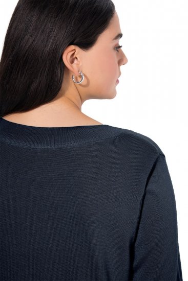 Ulla Popken Soft Fine Knit Pullover V-Neck Sweatshirt Marine - Sweaters & hoodies - Warme Sweaters, Hoodies & Truien