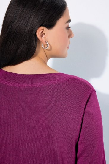 Ulla Popken Soft Fine Knit Pullover V-Neck Sweatshirt Dark Lilac - Sweaters & hoodies - Warme Sweaters, Hoodies & Truien