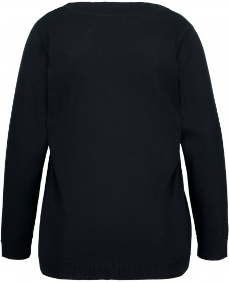 Ulla Popken Casual V-Neck Long Sleeve Sweater Navy Blue - Sweaters & hoodies - 