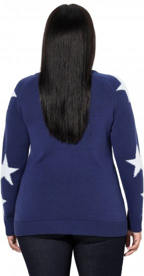 Ulla Popken Glitter Stars Soft Knit Sweater Blue - Sweaters & hoodies - 