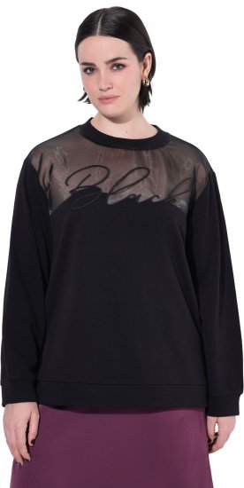 Ulla Popken Tulle Panel Sweatshirt Black - Sweaters & hoodies - 
