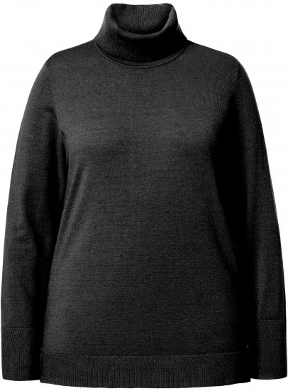 Ulla Popken Turtleneck Ribbed Trim Long Sleeve Sweater Black - Sweaters & hoodies - 