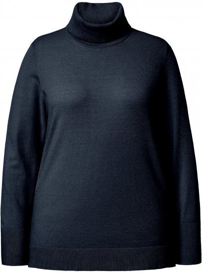 Ulla Popken Turtleneck Ribbed Trim Long Sleeve Sweater Navy - Sweaters & hoodies - 