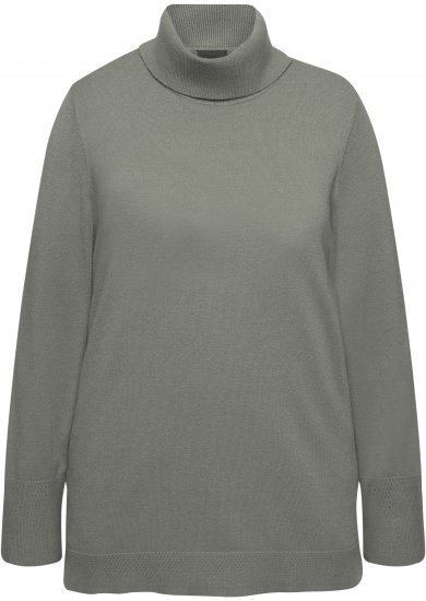 Ulla Popken Turtleneck Ribbed Trim Long Sleeve Sweater Grey - Sweaters & hoodies - 