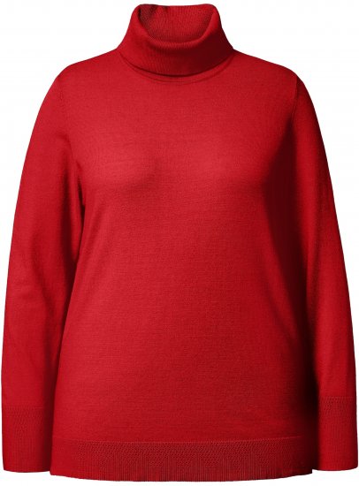Ulla Popken Turtleneck Ribbed Trim Long Sleeve Sweater Salsa Red - Sweaters & hoodies - 