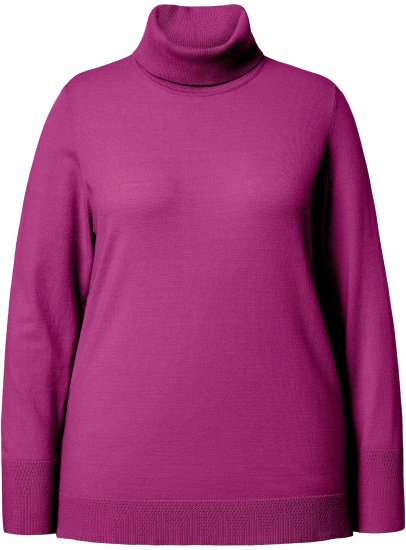 Ulla Popken Turtleneck Ribbed Trim Long Sleeve Sweater Berry - Sweaters & hoodies - 