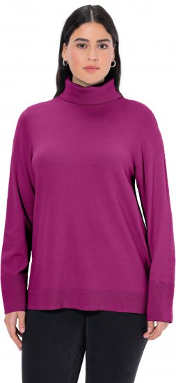 Ulla Popken Turtleneck Ribbed Trim Long Sleeve Sweater Berry - Sweaters & hoodies - 
