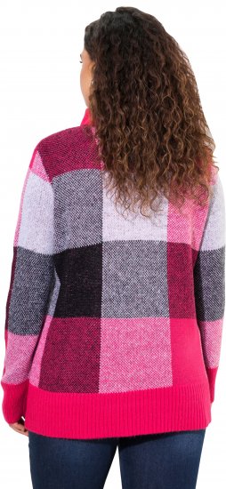 Ulla Popken Grand Check Long Sleeve Sweater Red Pink - Sweaters & hoodies - 
