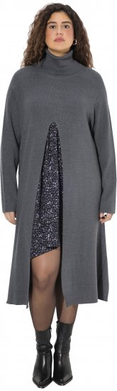 Ulla Popken Long Turtleneck Duster Sweater Graphite Grey - Sweaters & hoodies - 