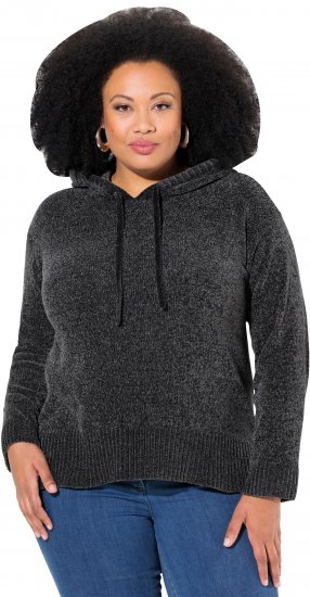 Ulla Popken Chenille Knit Hoodie Graphite Grey - Sweaters & hoodies - 