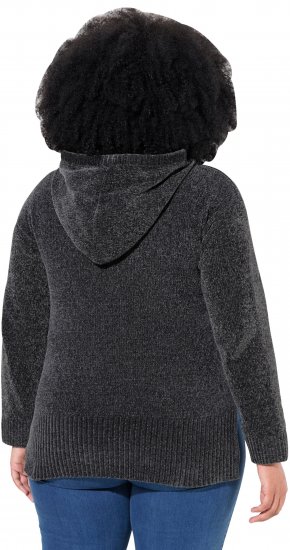 Ulla Popken Chenille Knit Hoodie Graphite Grey - Sweaters & hoodies - 
