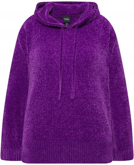 Ulla Popken Chenille Knit Hoodie Dark Purple - Sweaters & hoodies - 