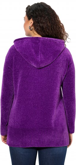Ulla Popken Chenille Knit Hoodie Dark Purple - Sweaters & hoodies - 
