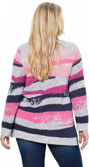 Ulla Popken Landscape Stripe Sweater Light Grey Melange - Sweaters & hoodies - 