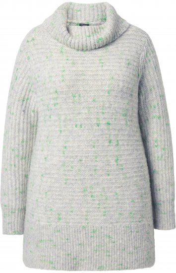 Ulla Popken Space Yarn Oversized Turtleneck Sweater Light Grey Melange - Sweaters & hoodies - 