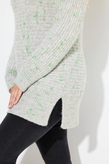 Ulla Popken Space Yarn Oversized Turtleneck Sweater Light Grey Melange - Sweaters & hoodies - Warme Sweaters, Hoodies & Truien