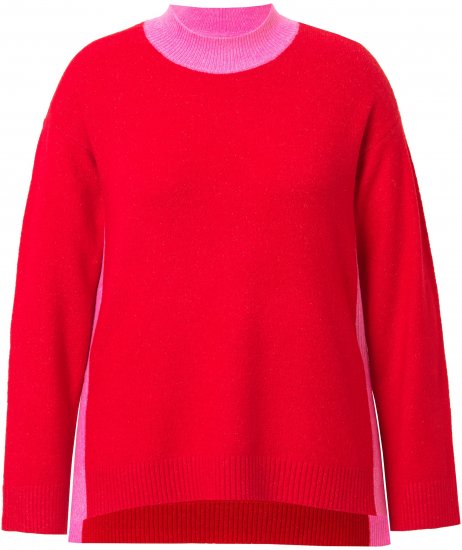 Ulla Popken Color Block Long Sleeve Sweater Lychee - Sweaters & hoodies - 