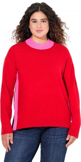Ulla Popken Color Block Long Sleeve Sweater Lychee - Sweaters & hoodies - 