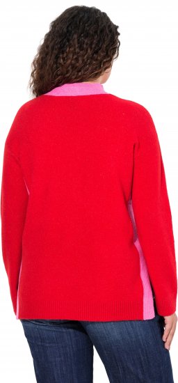 Ulla Popken Color Block Long Sleeve Sweater Lychee - Sweaters & hoodies - 