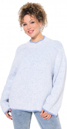 Ulla Popken Striped Wool Blend Turtleneck Sweater Sky Blue - Sweaters & hoodies - 