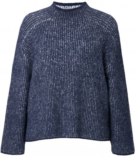 Ulla Popken Striped Wool Blend Turtleneck Sweater Ink Blue - Sweaters & hoodies - 