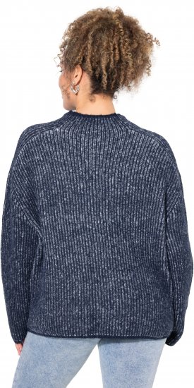 Ulla Popken Striped Wool Blend Turtleneck Sweater Ink Blue - Sweaters & hoodies - 
