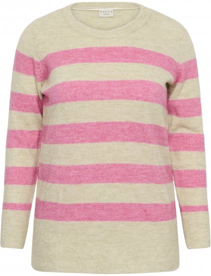 Kaffe Curve Niela Gestreepte trui Veergrijs/Roze gemêleerd - Truien & knitwear - 
