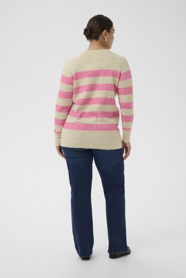 Kaffe Curve Niela Gestreepte trui Veergrijs/Roze gemêleerd - Truien & knitwear - 