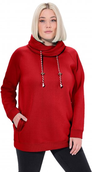 Ulla Popken Drawstring Collar Long Sleeve Sweatshirt Salsa Red - Sweaters & hoodies - 