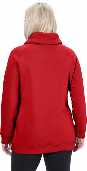 Ulla Popken Drawstring Collar Long Sleeve Sweatshirt Salsa Red - Sweaters & hoodies - 