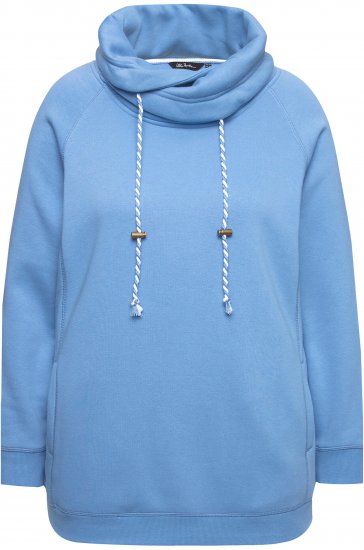 Ulla Popken Drawstring Collar Long Sleeve Sweatshirt Light Cornflower - Sweaters & hoodies - 