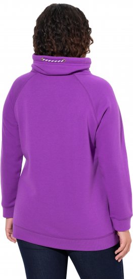 Ulla Popken Drawstring Collar Long Sleeve Sweatshirt Purple - Sweaters & hoodies - 