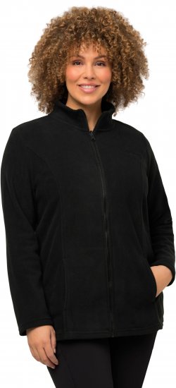 Ulla Popken Modular Fleece Zip Front Jacket Black - Sweaters & hoodies - 
