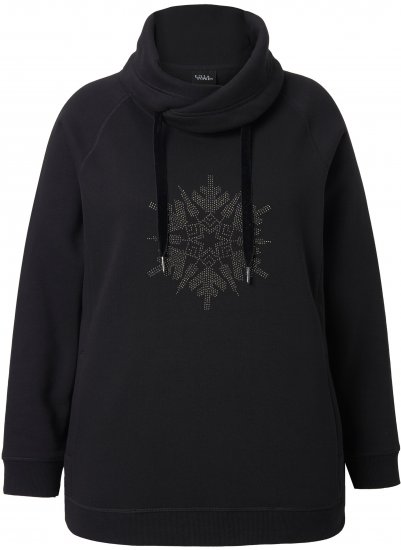 Ulla Popken Rhinestone Snowflake Turtleneck Sweatshirt Black - Sweaters & hoodies - 