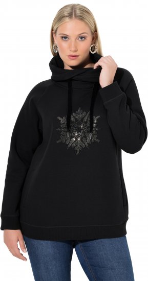 Ulla Popken Rhinestone Snowflake Turtleneck Sweatshirt Black - Sweaters & hoodies - 